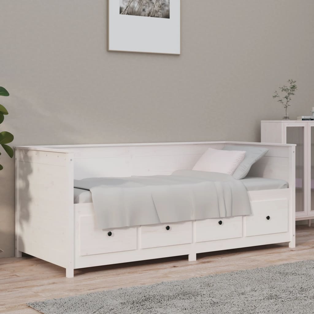 vidaXL Sofá-cama 100x200 cm madeira de pinho maciça branco