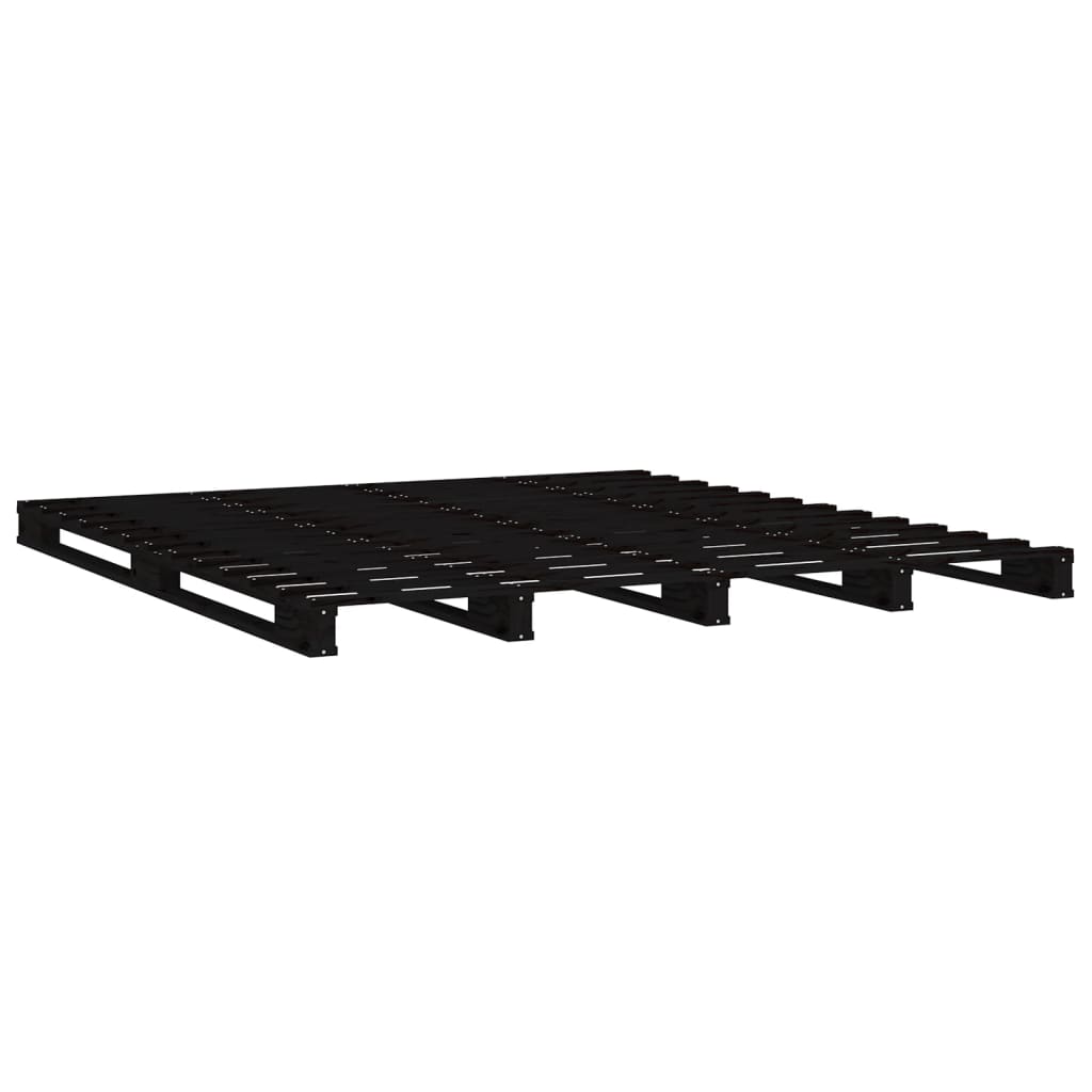 vidaXL Estrutura de cama de casal 135x190 cm pinho maciço preto