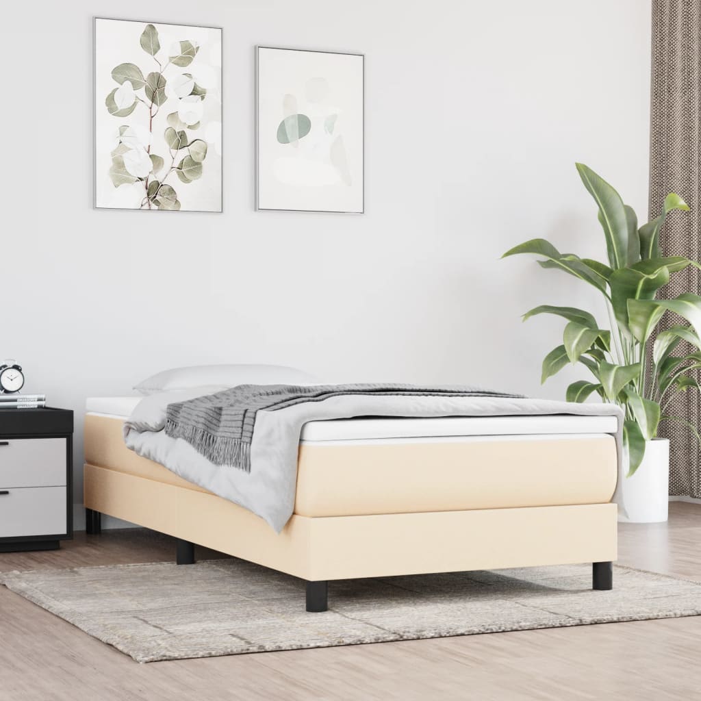 vidaXL Estrutura de cama 90x200 cm tecido cor creme