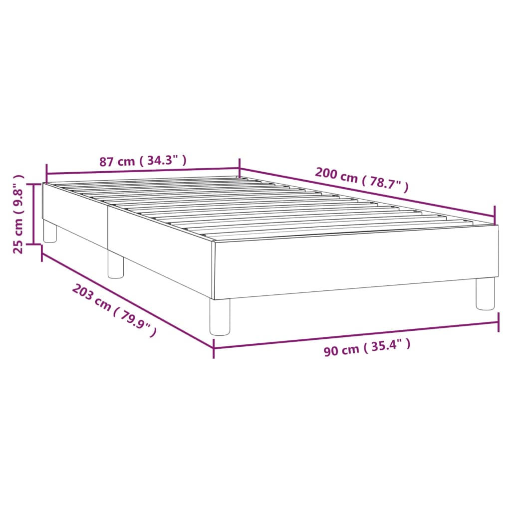 vidaXL Estrutura de cama 90x200 cm tecido cor creme