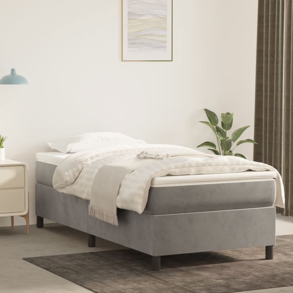 vidaXL Estrutura de cama com molas 80x200 cm veludo cinza-claro