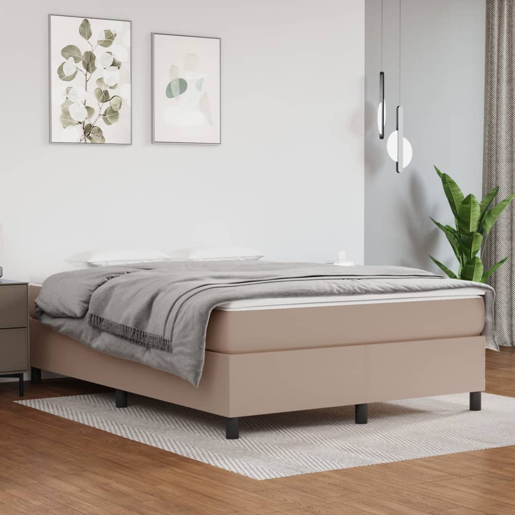 vidaXL Estrutura de cama 140x200 cm couro artificial cappuccino