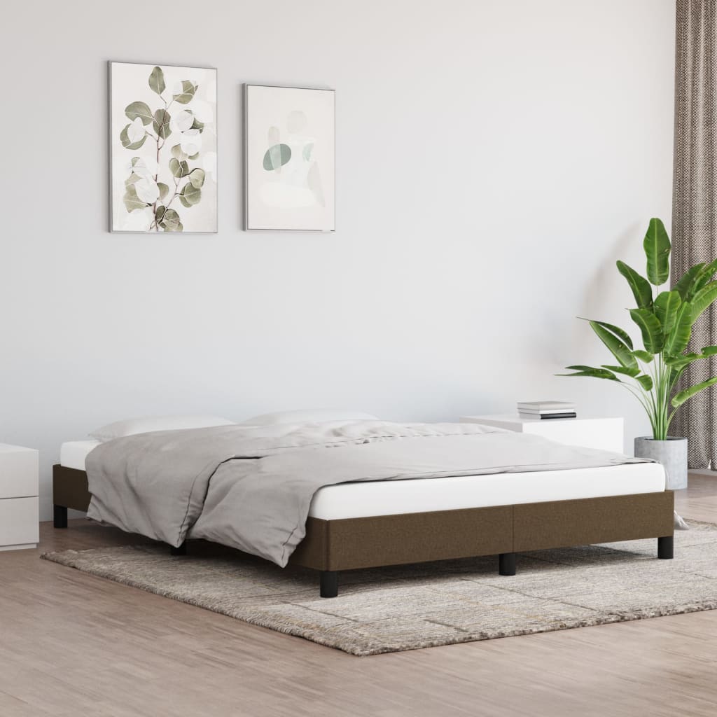 vidaXL Estrutura de cama 140x200 cm tecido castanho-escuro