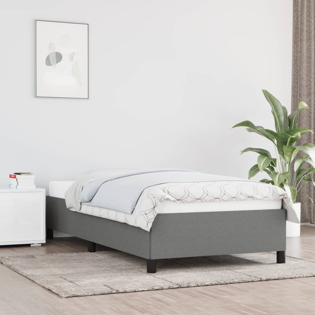 vidaXL Estrutura de cama 90x200 cm tecido cinzento-escuro