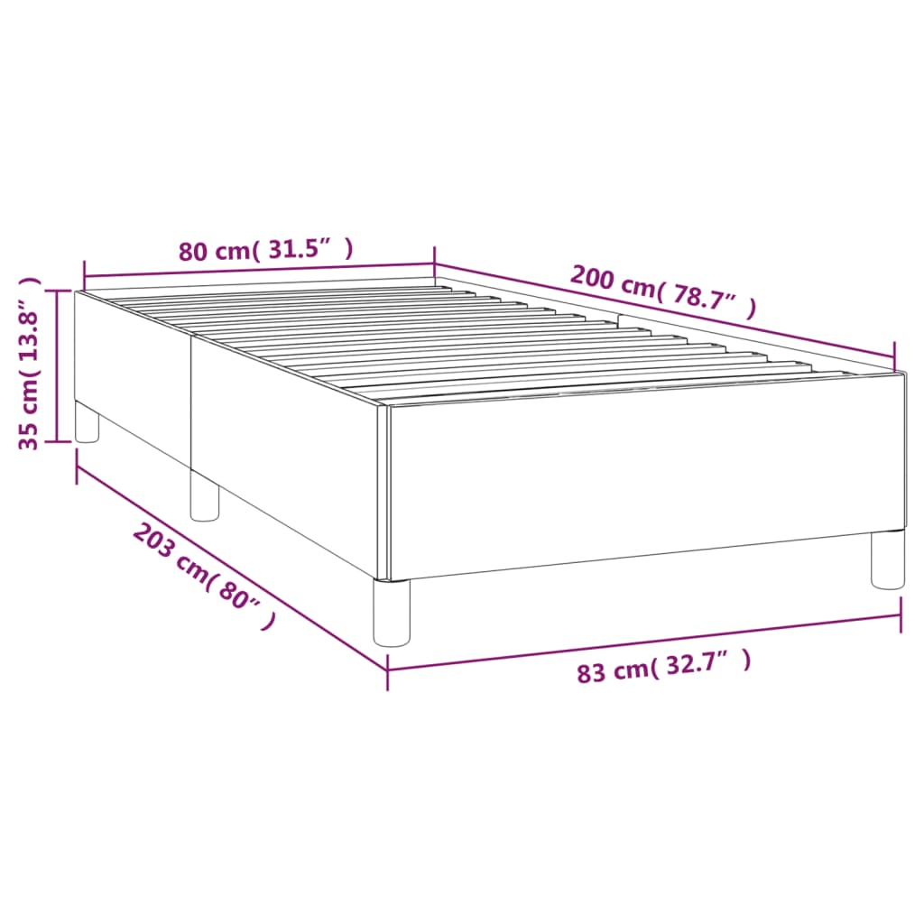 vidaXL Estrutura de cama em tecido castanho-escuro 80x200 cm