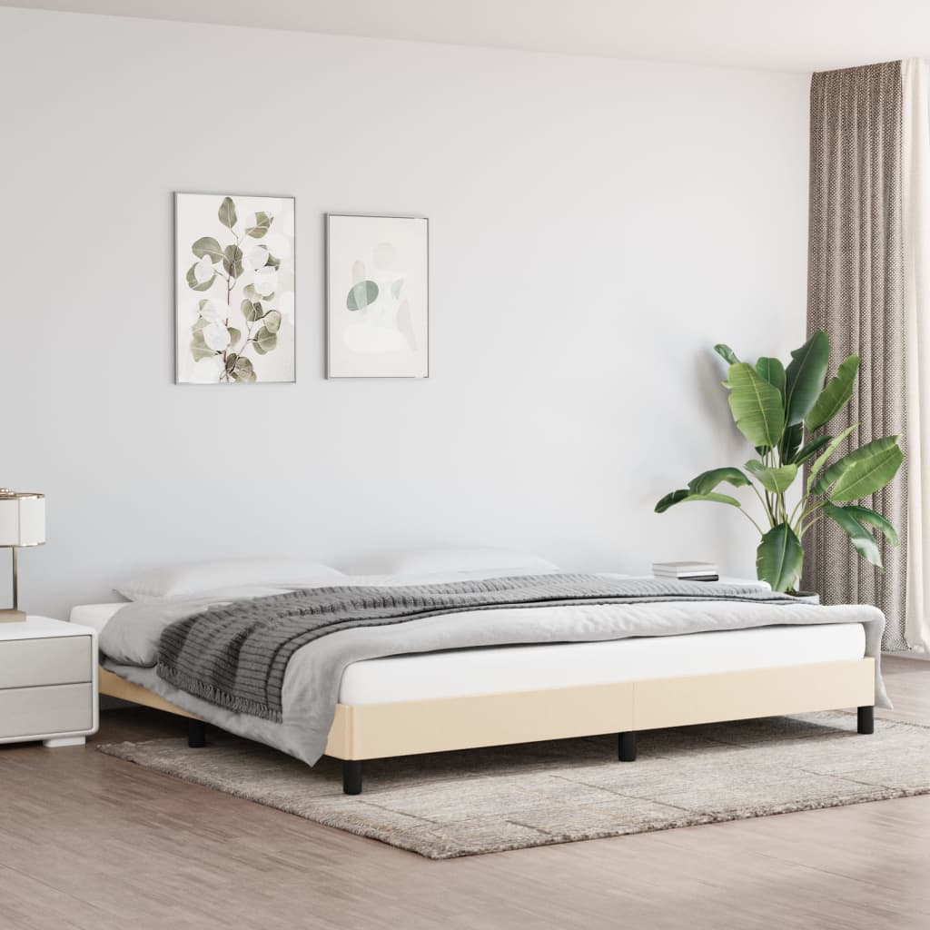 vidaXL Estrutura de cama tecido cor creme 200x200 cm