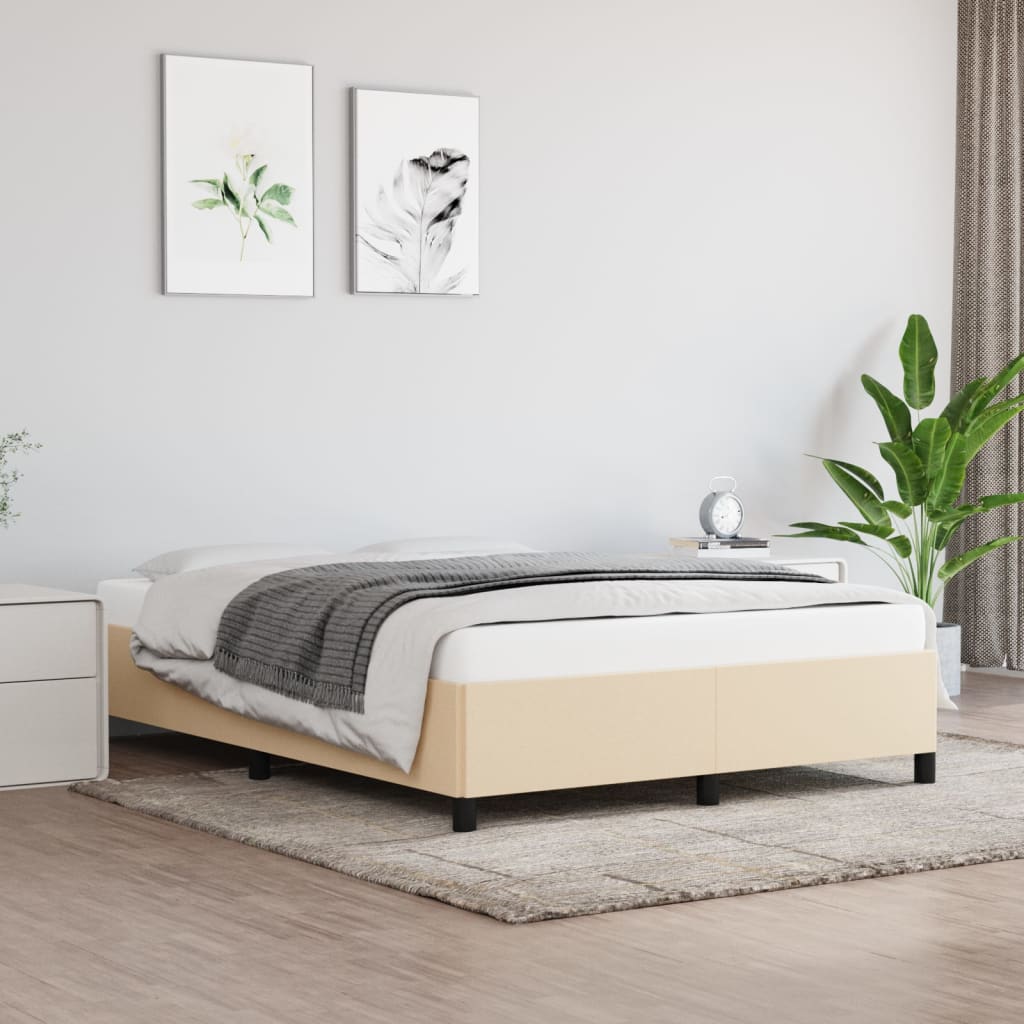 vidaXL Estrutura de cama 140x190 cm tecido cor creme