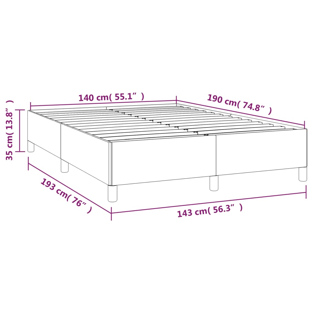 vidaXL Estrutura de cama 140x190 cm tecido cor creme