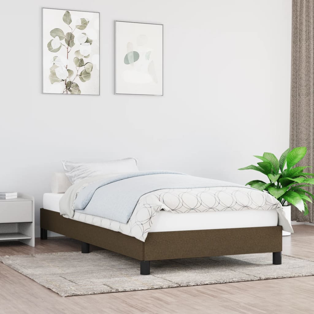 vidaXL Estrutura de cama 90x200 cm tecido castanho-escuro