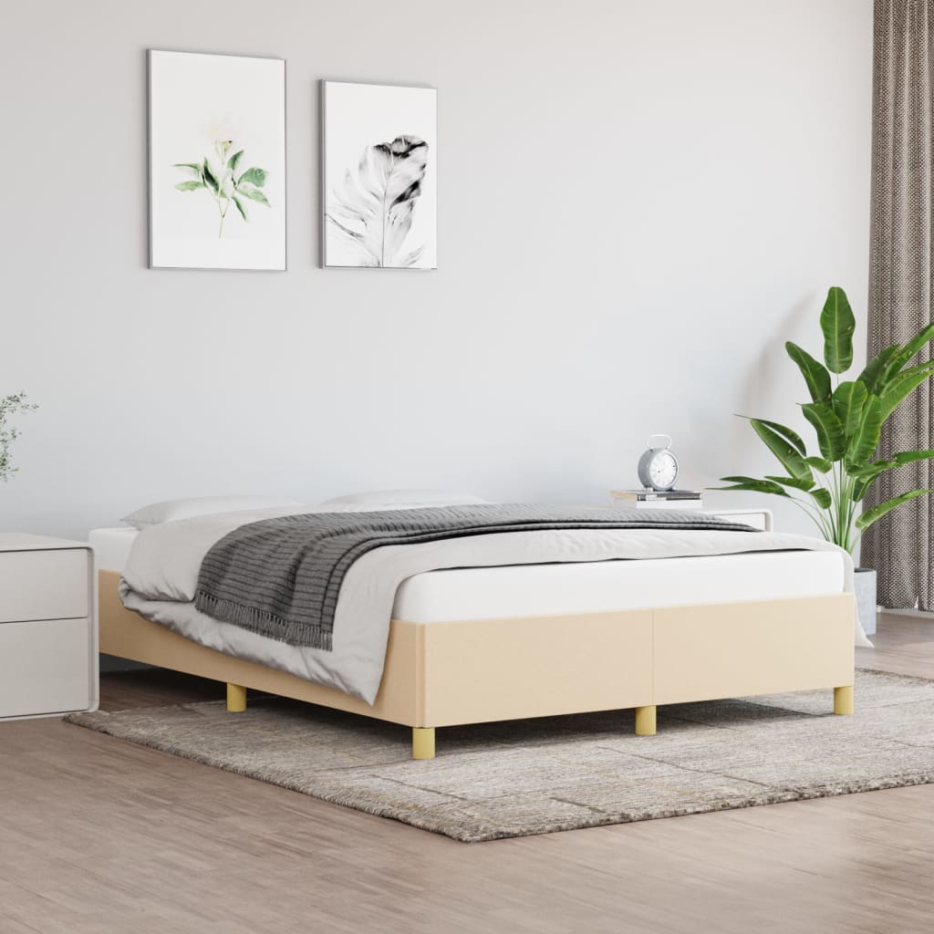 vidaXL Estrutura de cama em tecido cor creme 140x200 cm