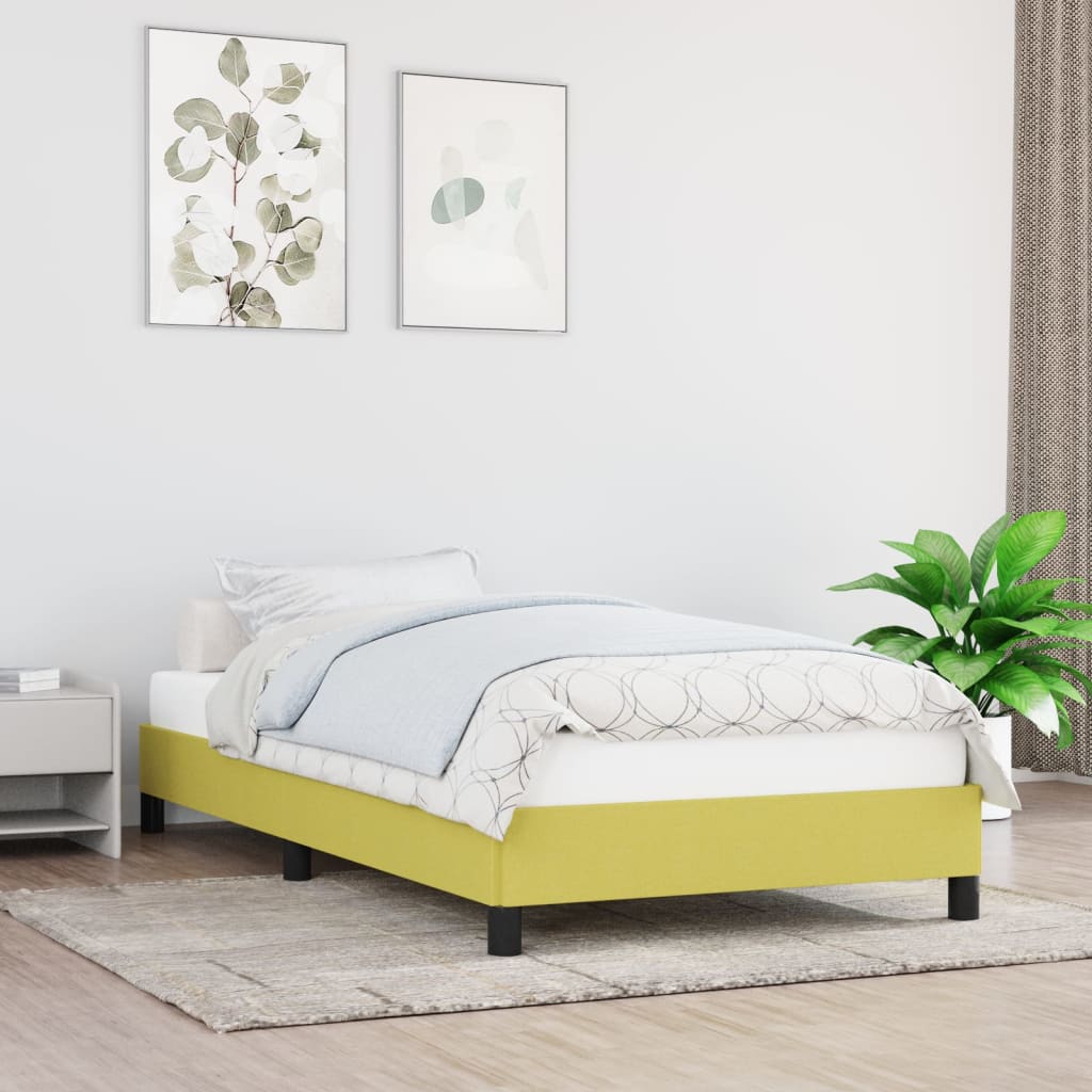 vidaXL Estrutura de cama 90x190 cm tecido verde