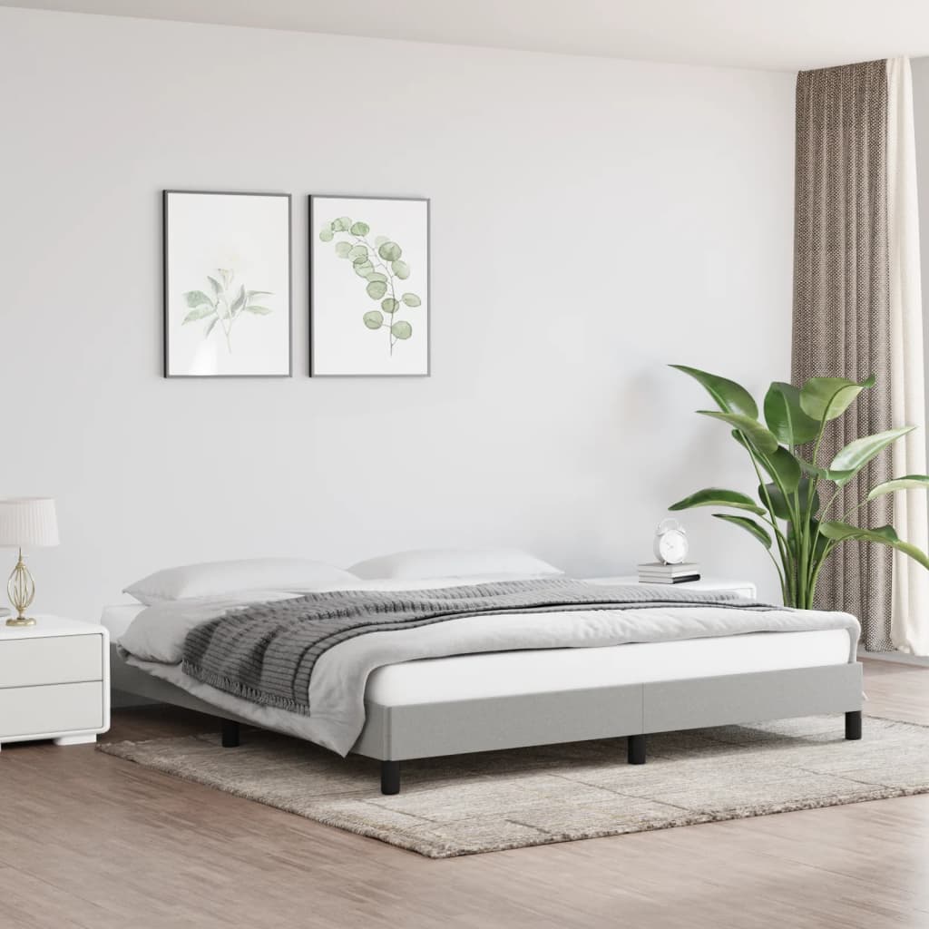 vidaXL Estrutura de cama 160x200 cm tecido cinza-claro