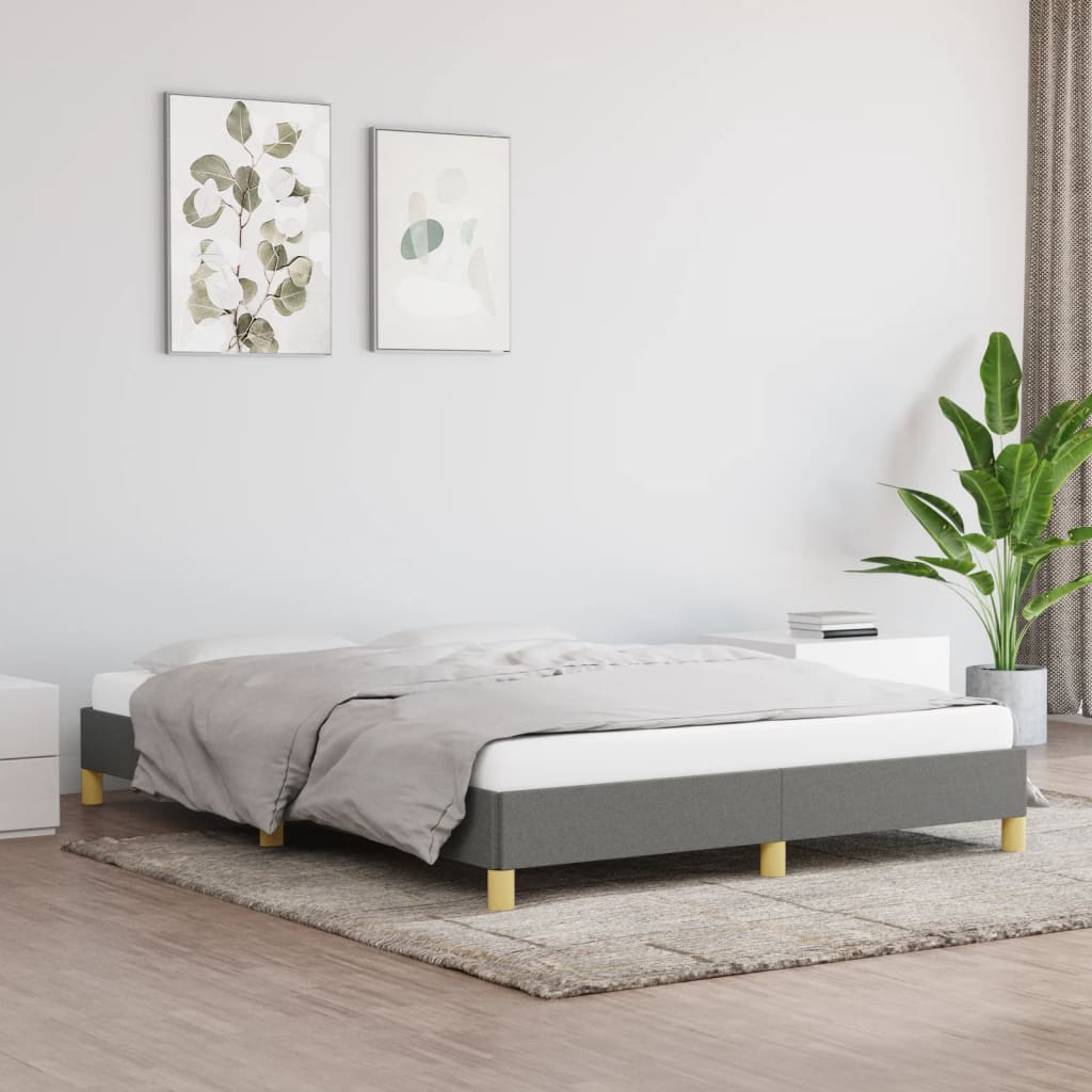 vidaXL Estrutura de cama 160x200 cm tecido cinzento-escuro