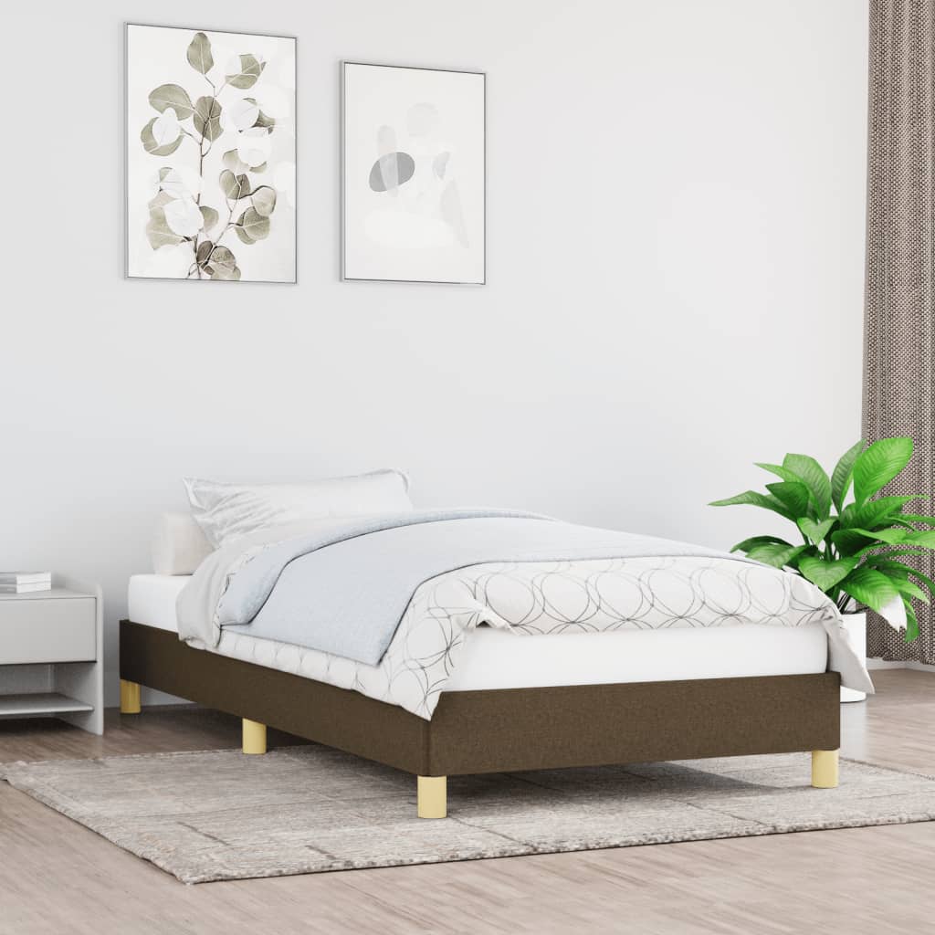 vidaXL Estrutura de cama 90x200 cm tecido castanho-escuro