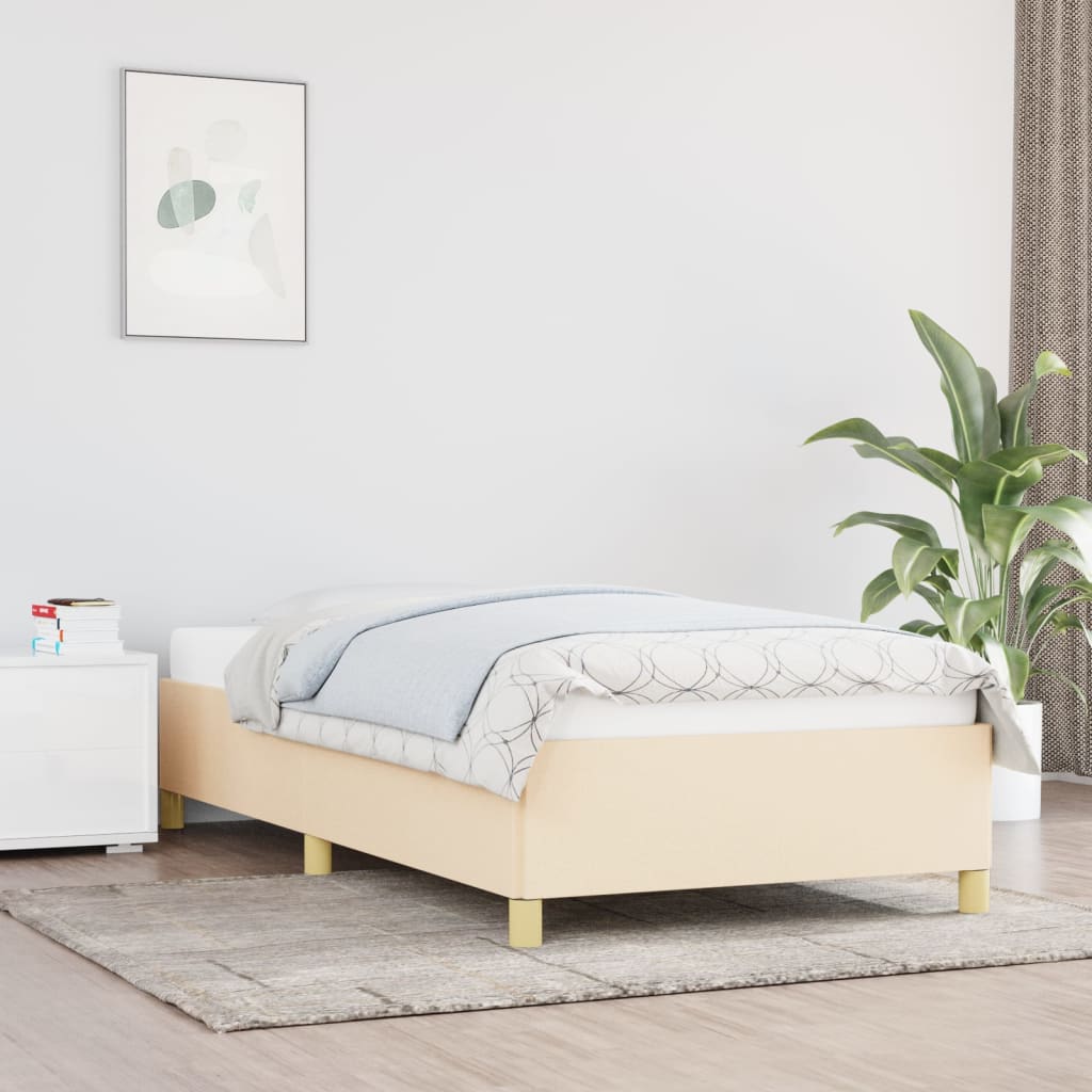 vidaXL Estrutura de cama 90x190 cm tecido cor creme