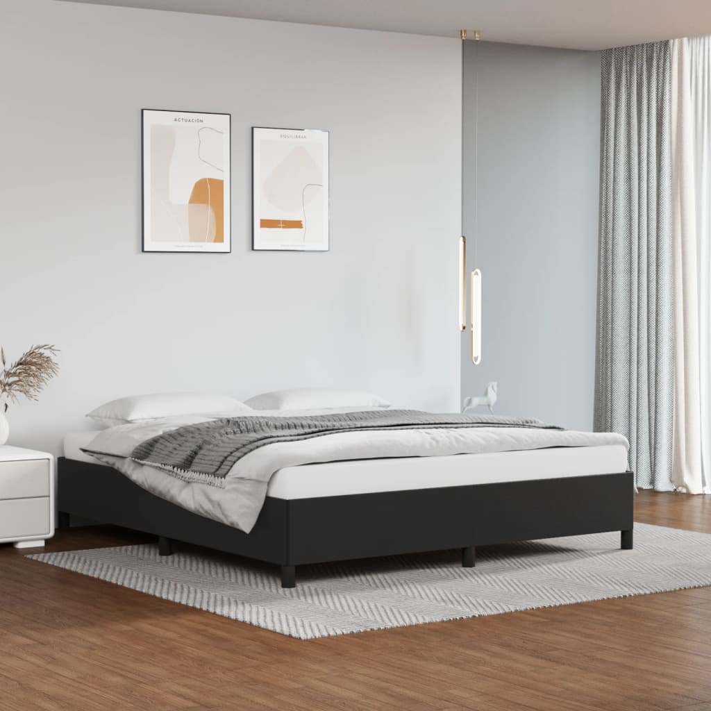 vidaXL Estrutura de cama 160x200 cm couro artificial preto