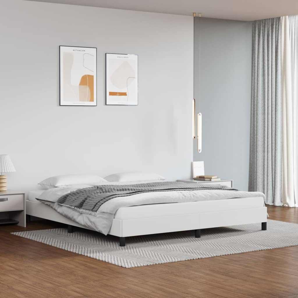 vidaXL Estrutura de cama 180x200cm couro artificial branco