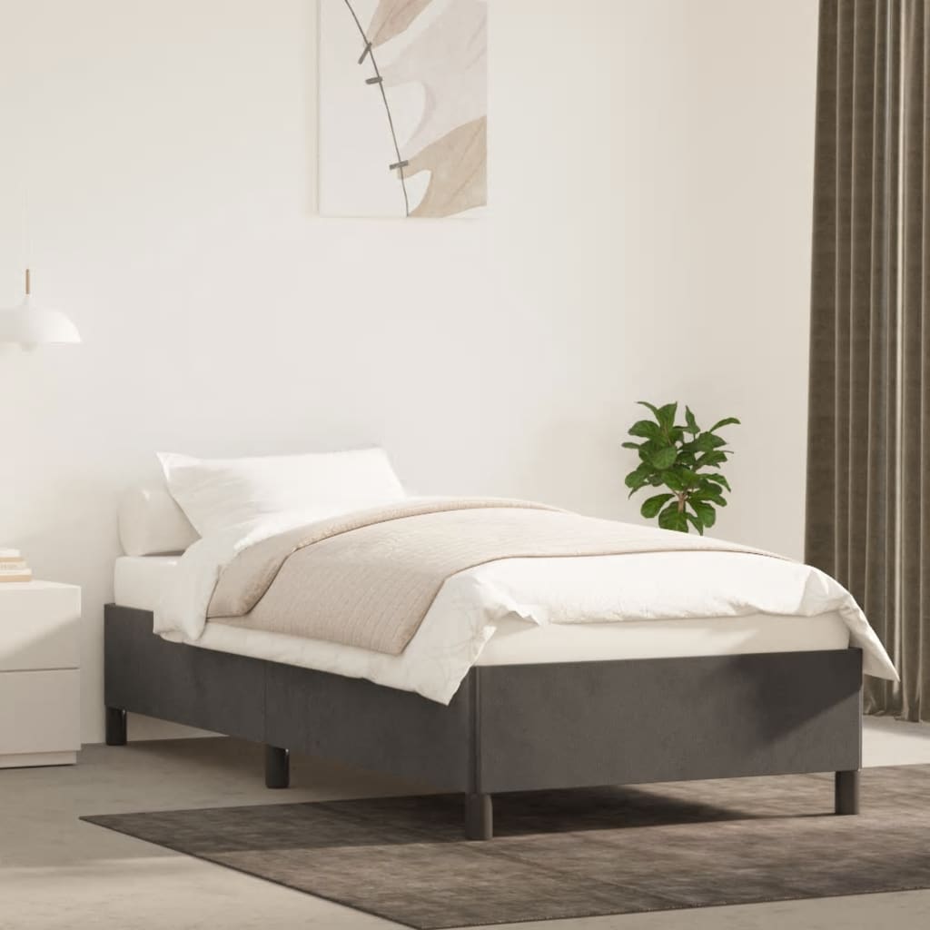 vidaXL Estrutura de cama 90x190 cm veludo cinzento-escuro