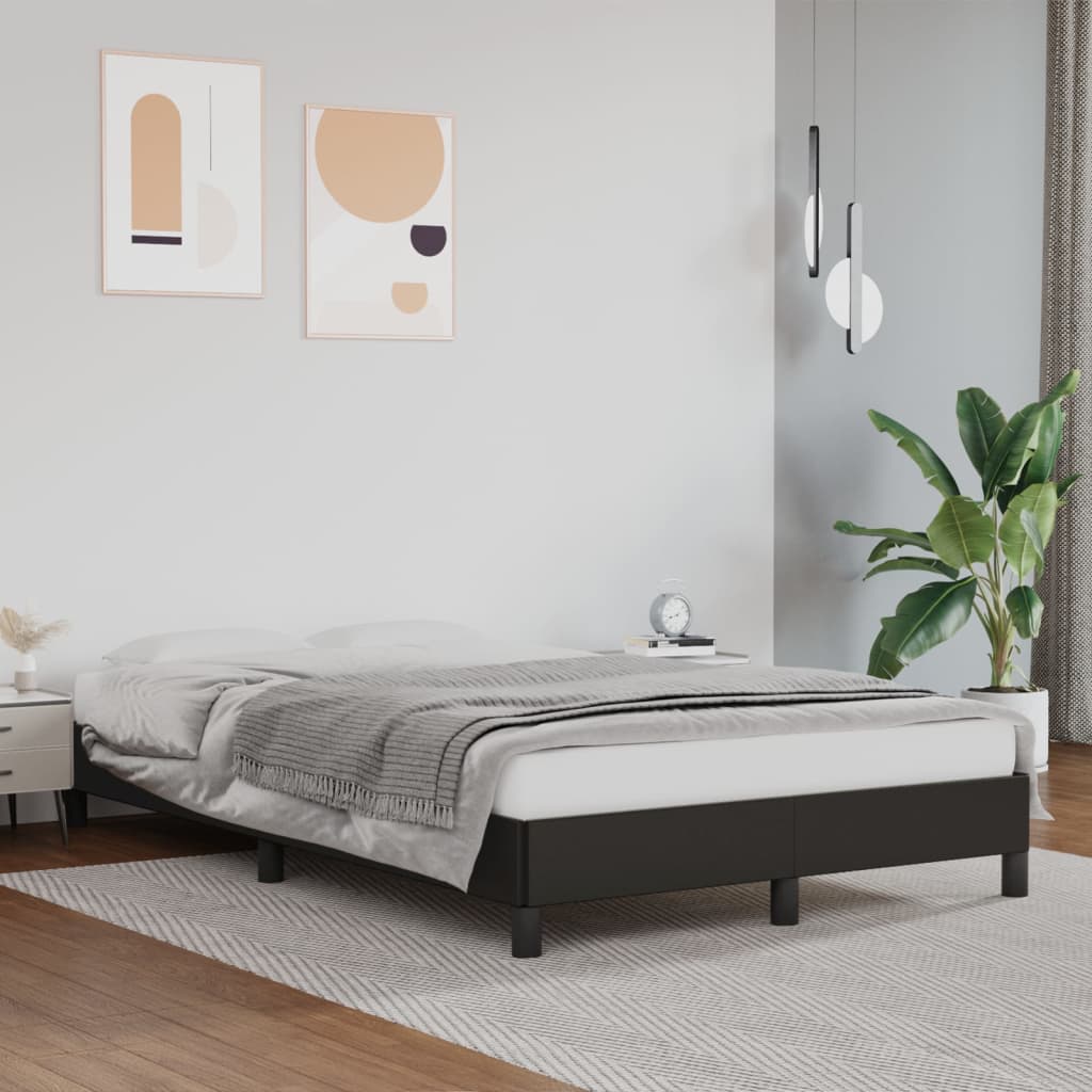 vidaXL Estrutura de cama 120x200 cm couro artificial preto