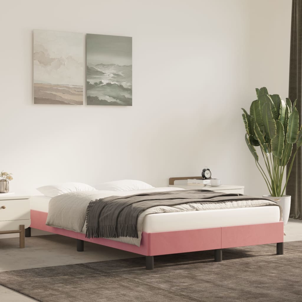 vidaXL Estrutura de cama 120x200 cm veludo rosa