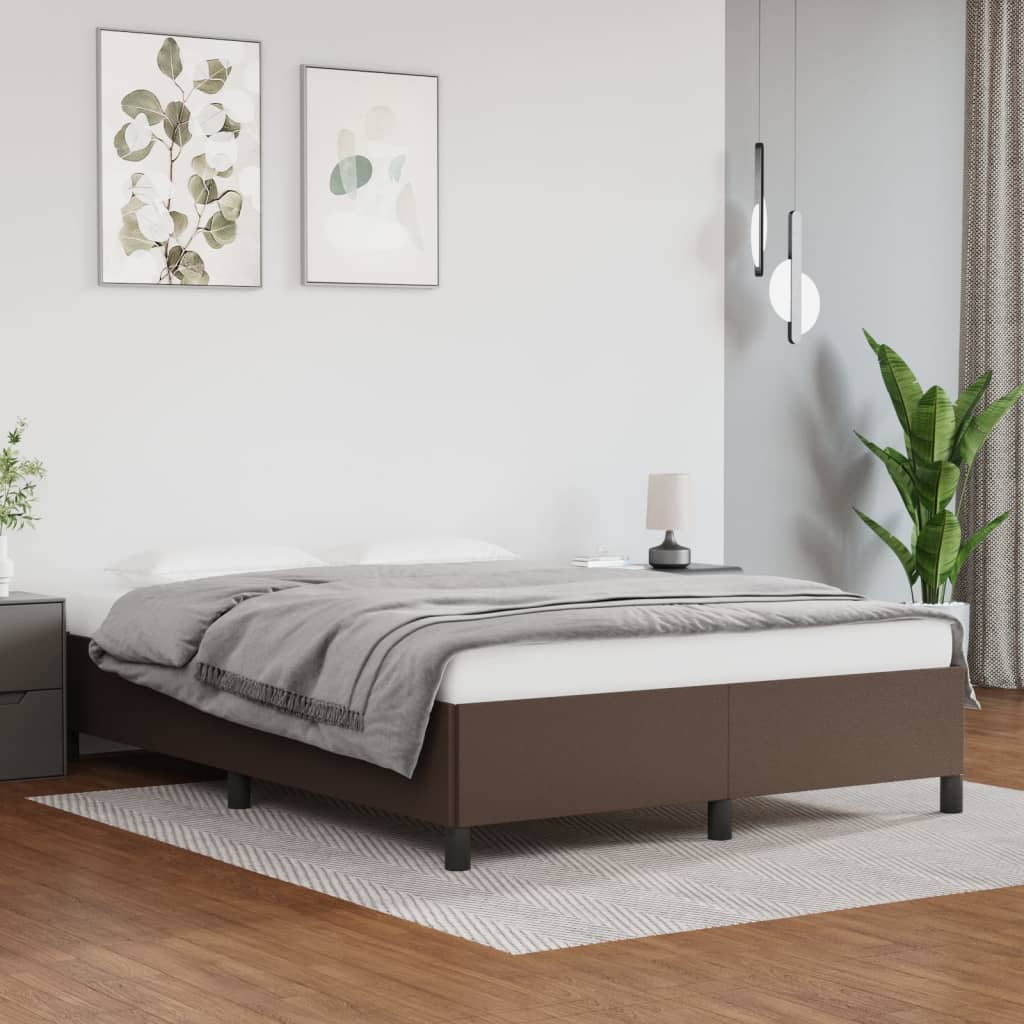 vidaXL Estrutura de cama 140x190 cm couro artificial castanho