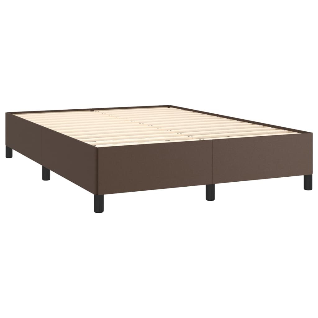 vidaXL Estrutura de cama 140x190 cm couro artificial castanho