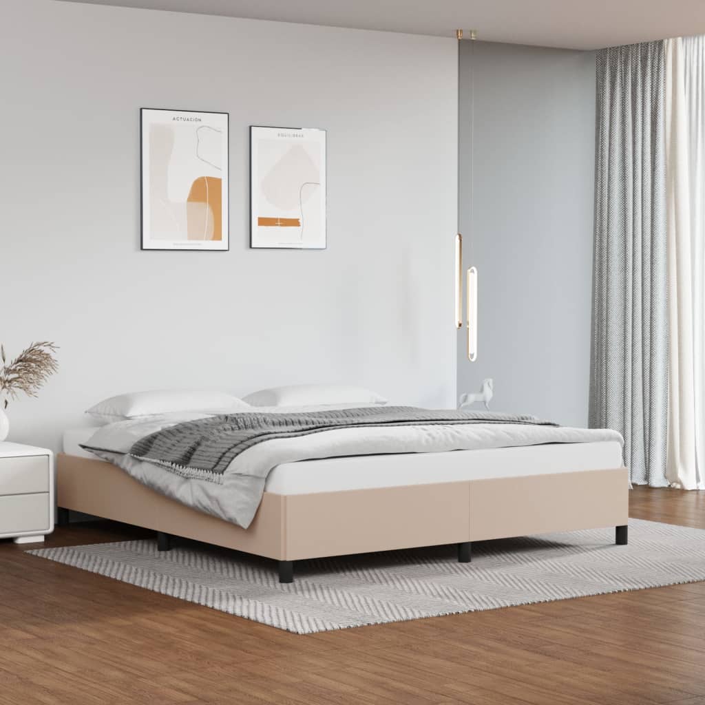 vidaXL Estrutura de cama 160x200 cm couro artificial cappuccino