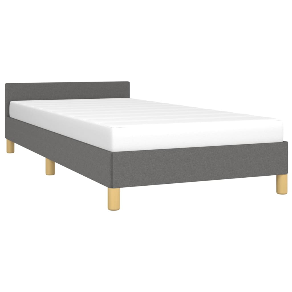 vidaXL Estrutura de cama c/ cabeceira 100x200 cm tecido cinza-escuro