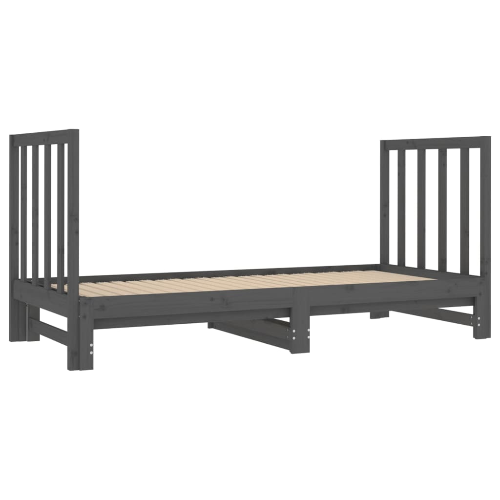 vidaXL Estrutura sofá-cama de puxar 2x(90x190) cm pinho maciço cinza