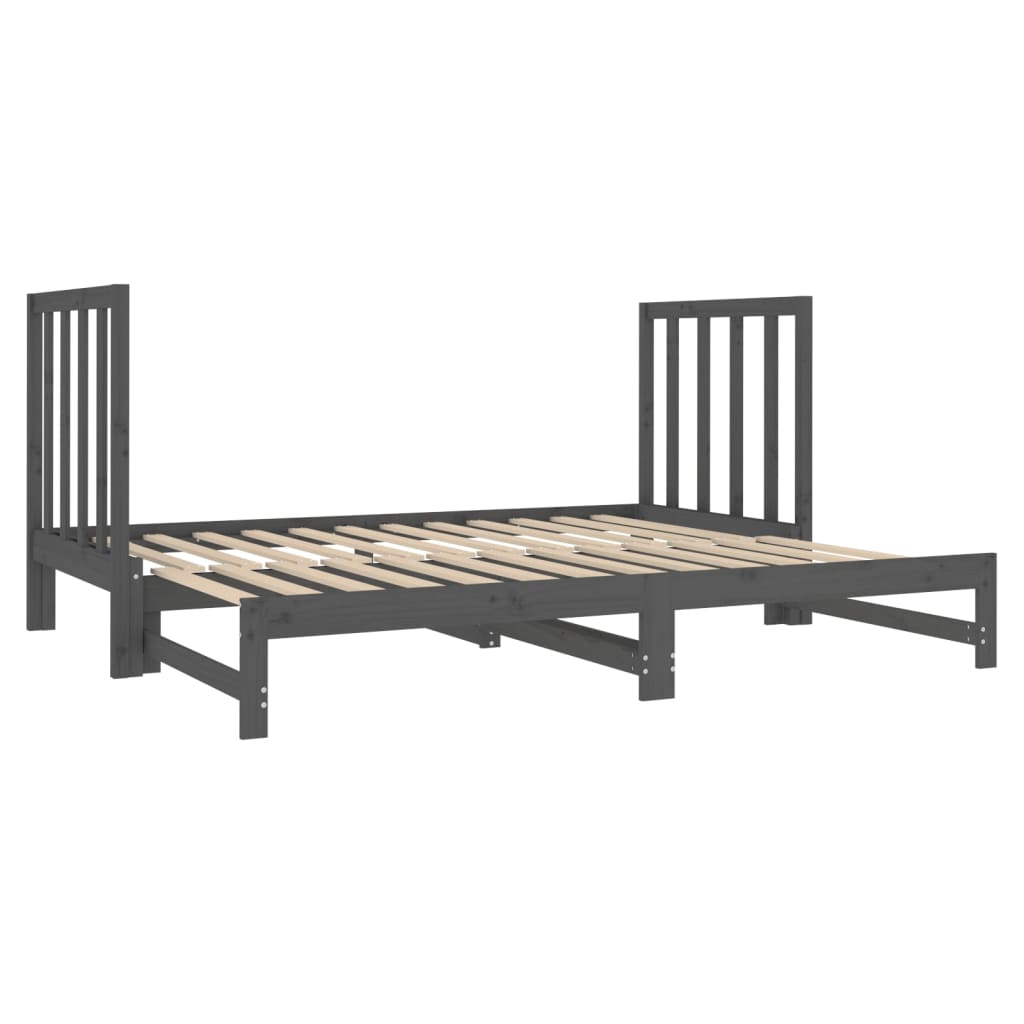 vidaXL Estrutura sofá-cama de puxar 2x(90x190) cm pinho maciço cinza