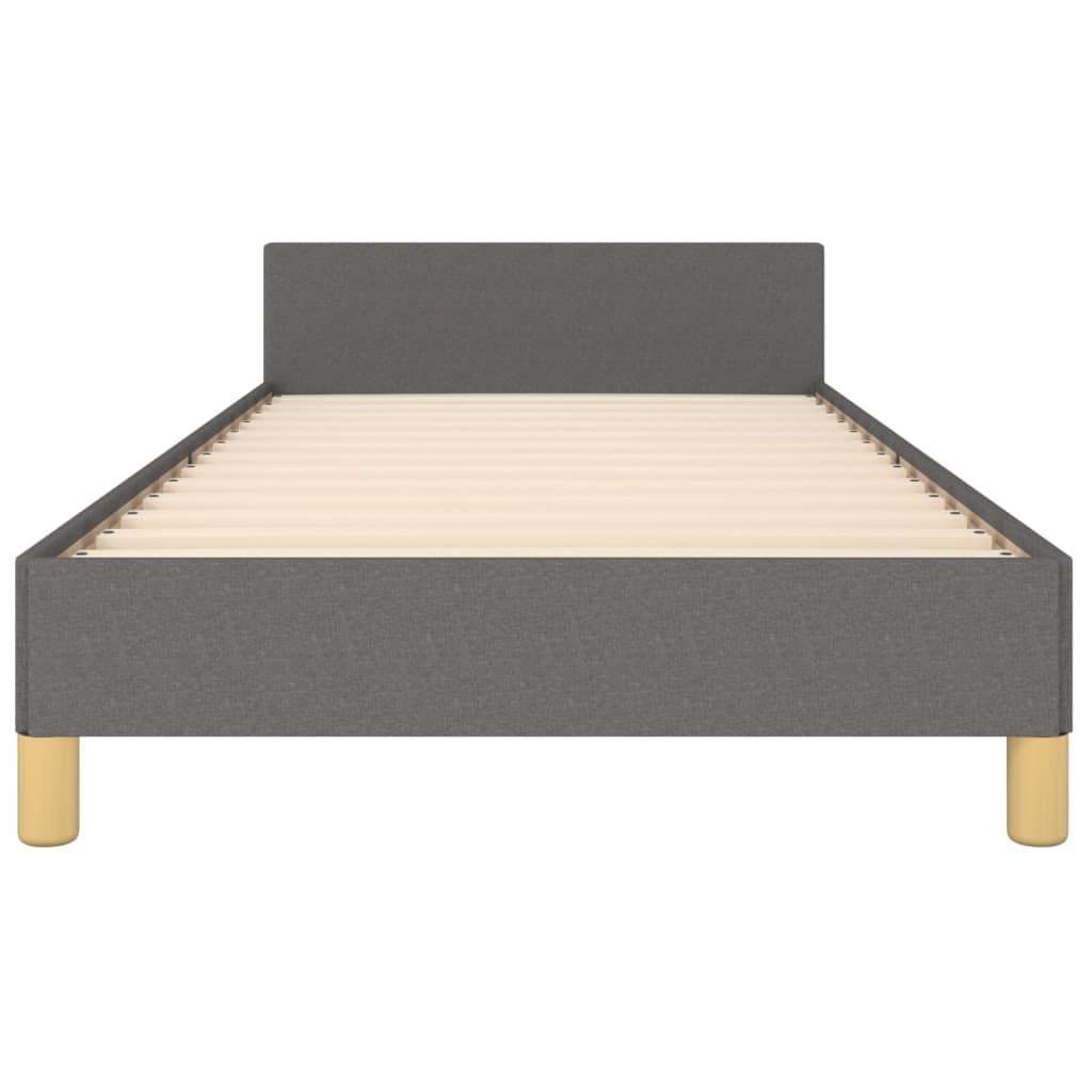 vidaXL Estrutura de cama c/ cabeceira 100x200 cm tecido cinza-escuro