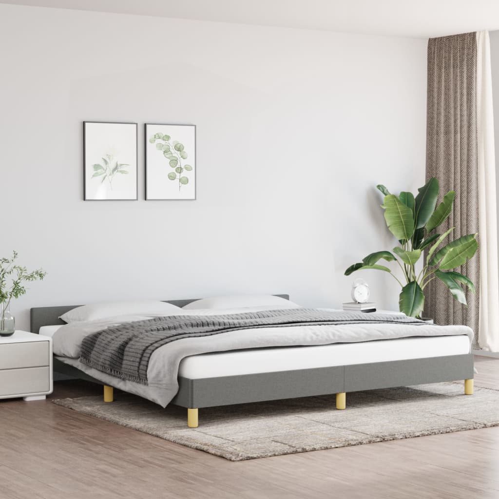 vidaXL Estrutura cama com cabeceira 200x200 cm tecido cinzento-escuro