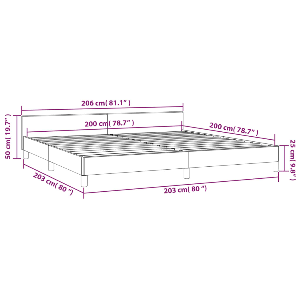 vidaXL Estrutura cama com cabeceira 200x200 cm tecido cinzento-escuro