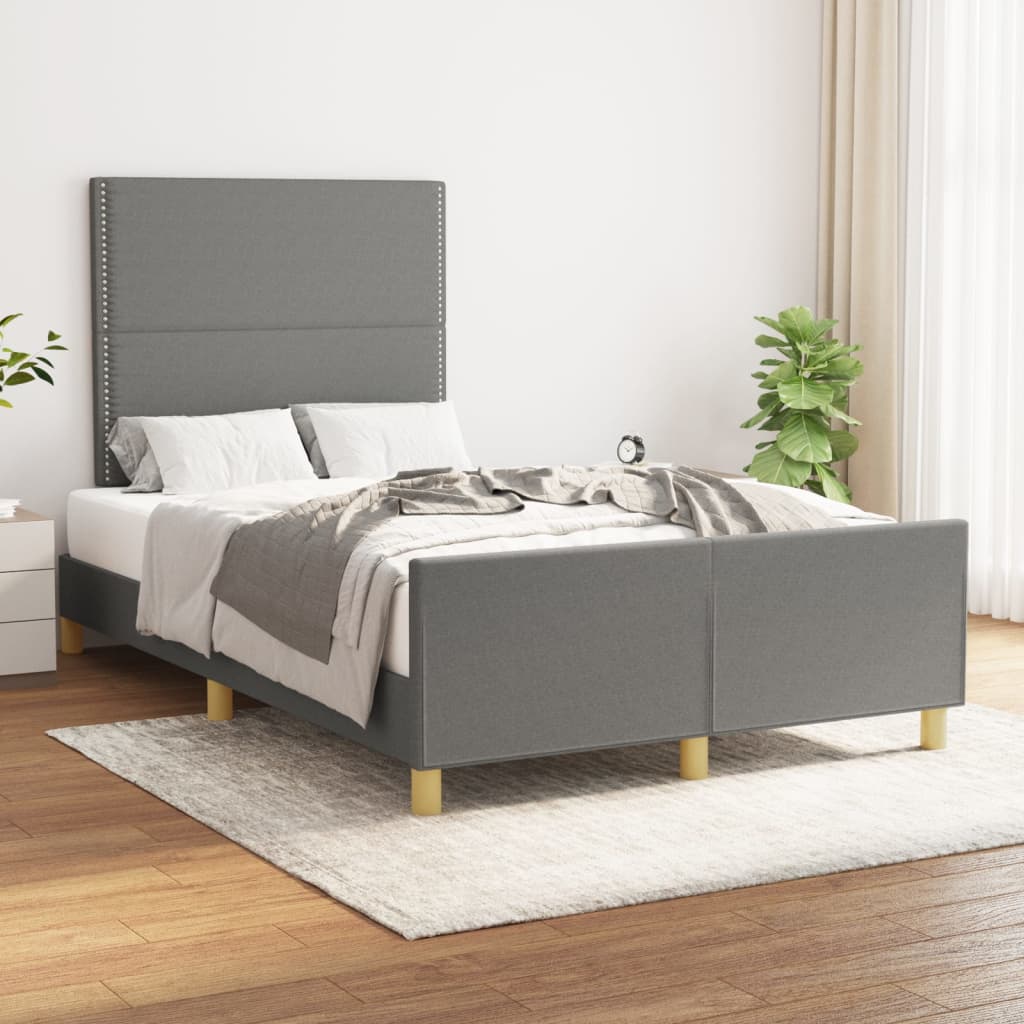 vidaXL Estrutura de cama c/ cabeceira 120x200cm tecido cinza-escuro