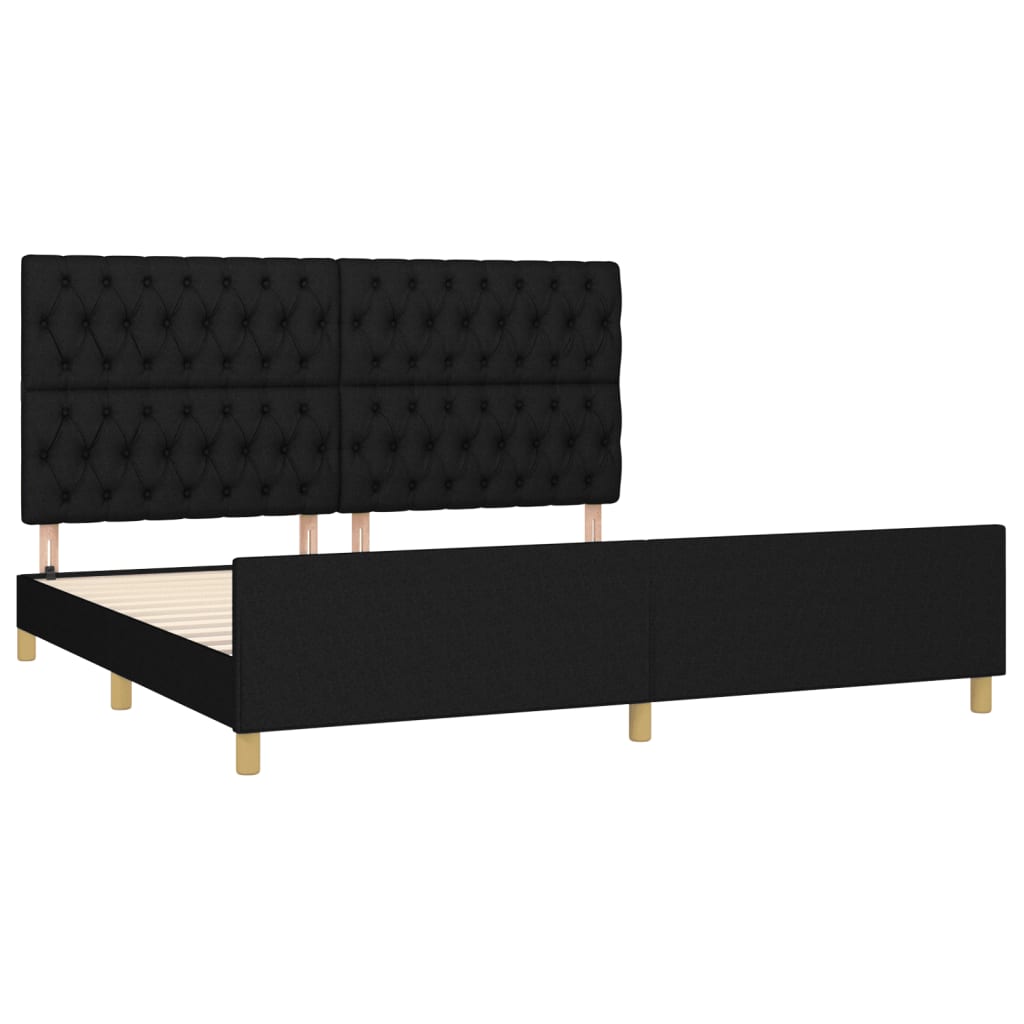 vidaXL Estrutura de cama com cabeceira 200x200 cm tecido preto