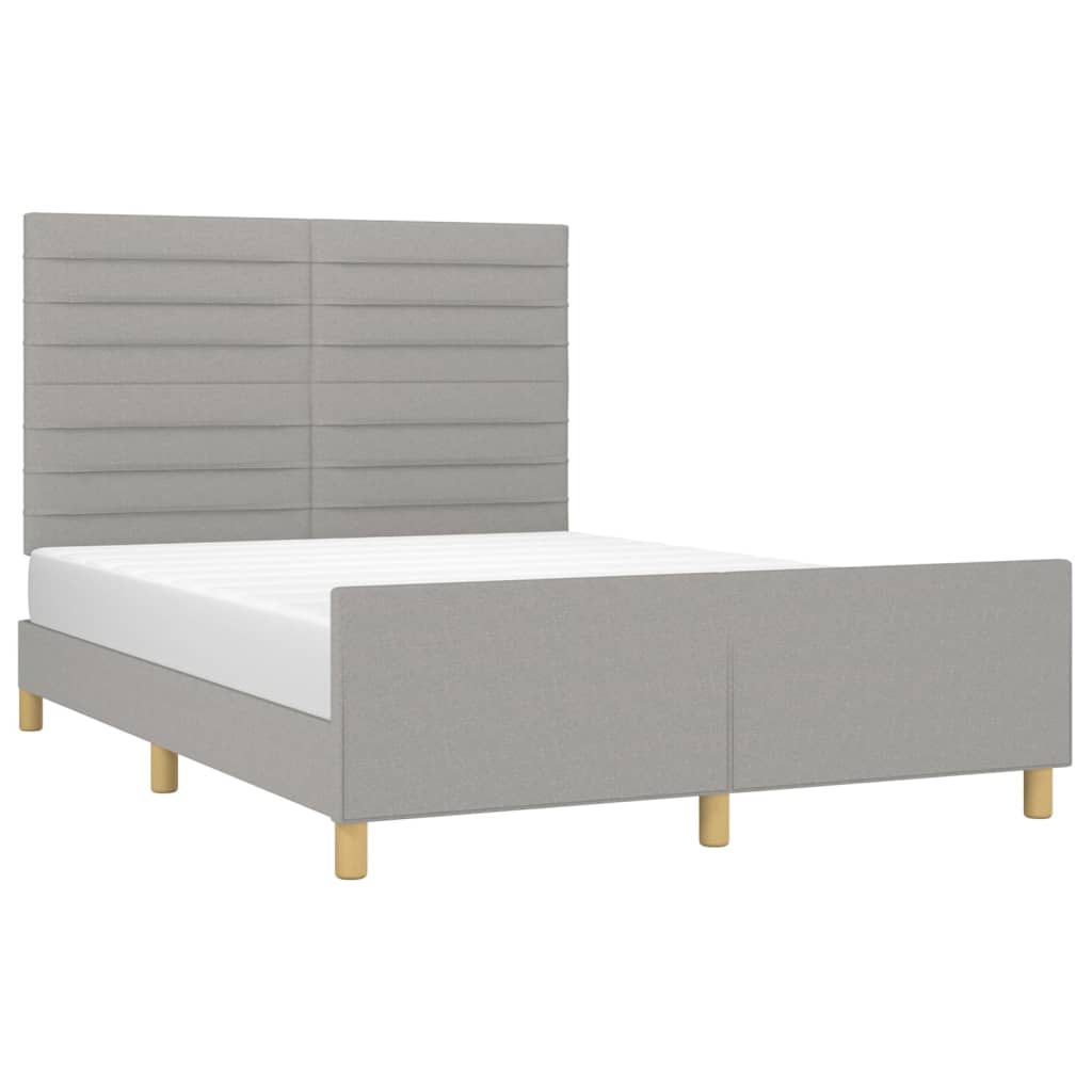 vidaXL Estrutura de cama com cabeceira 140x200 cm tecido cinza-claro