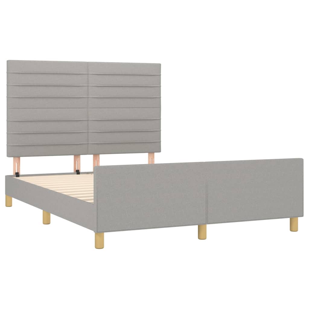 vidaXL Estrutura de cama com cabeceira 140x200 cm tecido cinza-claro