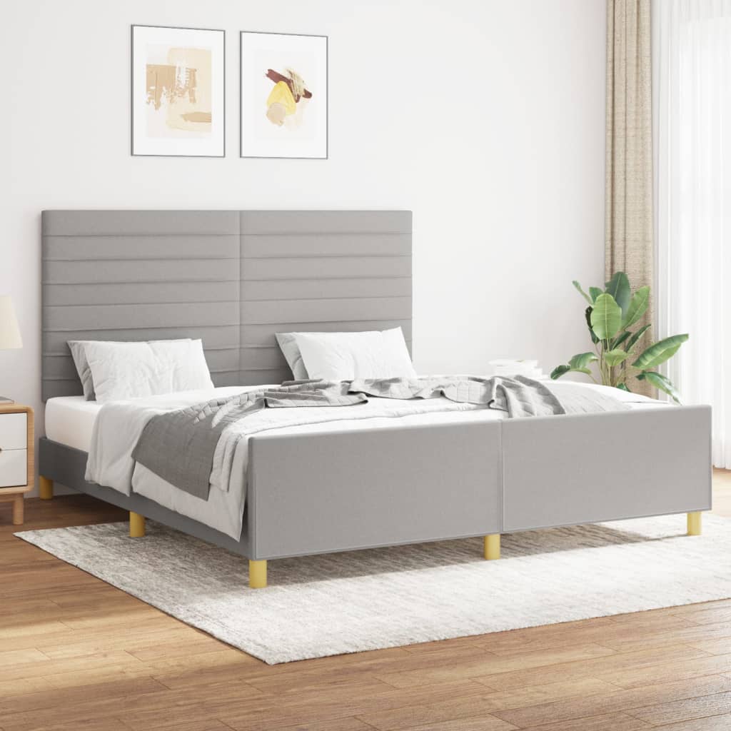 vidaXL Estrutura de cama 160x200 cm tecido cinzento-claro