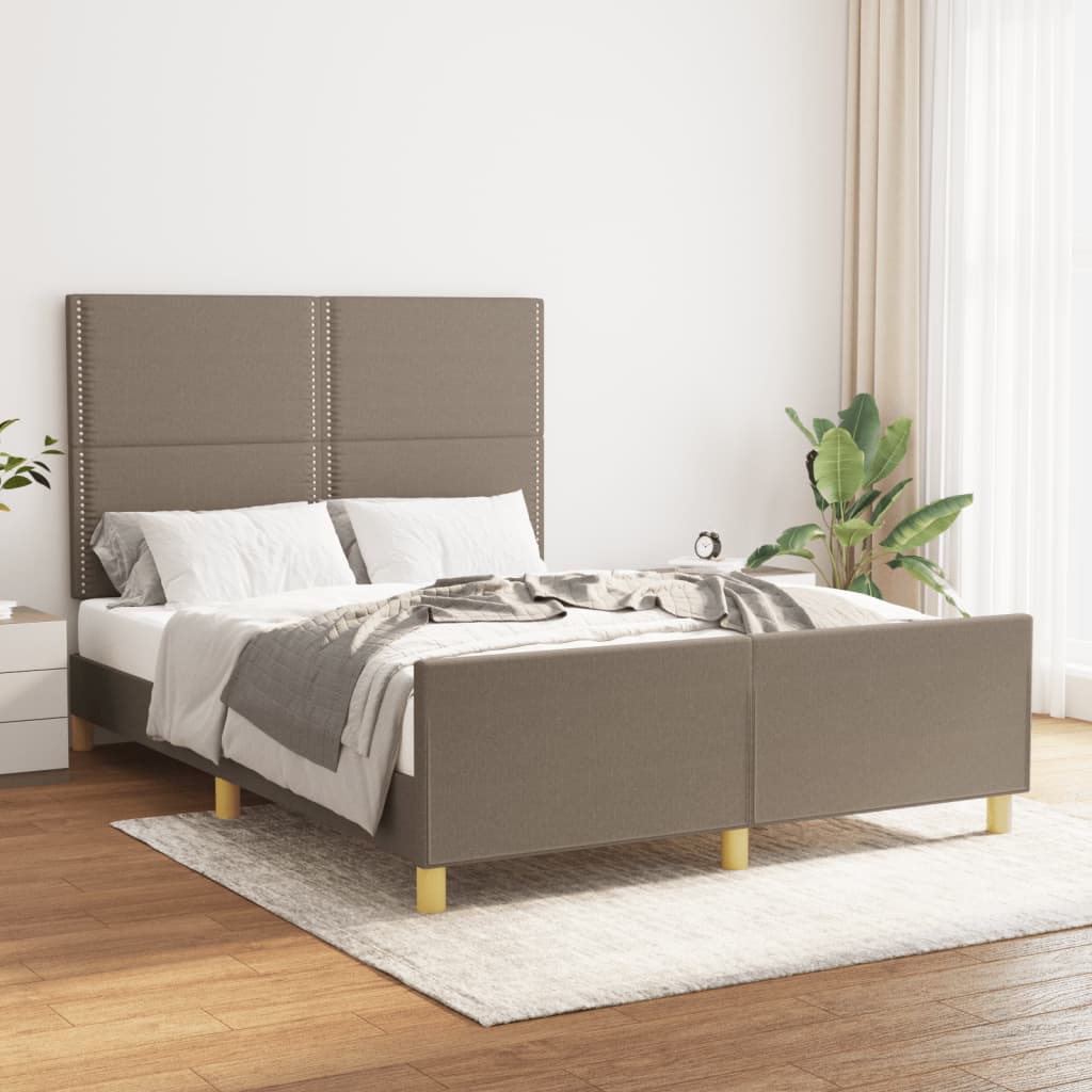 vidaXL Estrutura cama c/ cabeceira 140x200 cm tecido cinza-acastanhado