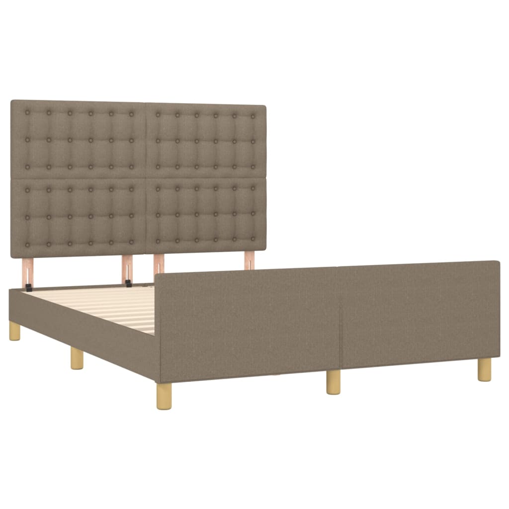 vidaXL Estrutura cama c/ cabeceira 140x200 cm tecido cinza-acastanhado