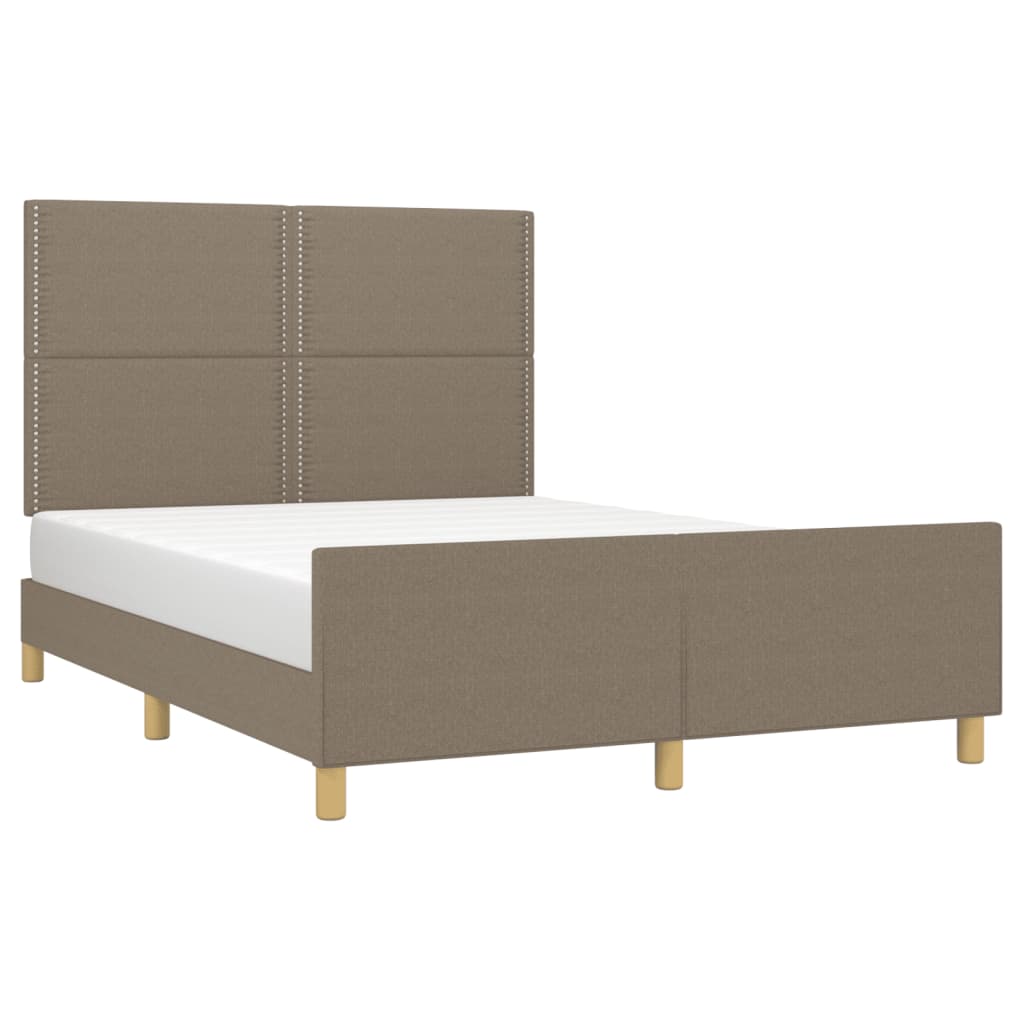 vidaXL Estrutura cama c/ cabeceira 140x200 cm tecido cinza-acastanhado