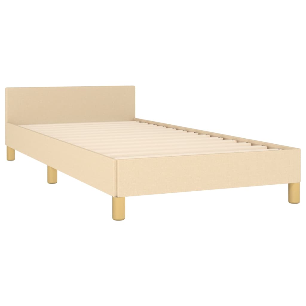 vidaXL Estrutura de cama c/ cabeceira 100x200 cm tecido cor creme