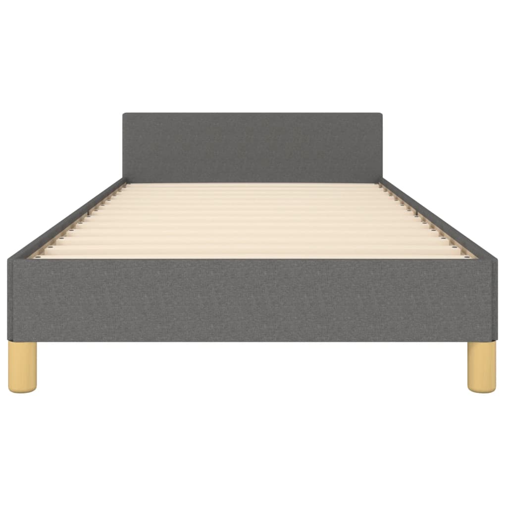 vidaXL Estrutura de cama c/ cabeceira tecido 90x190 cm cinza-escuro