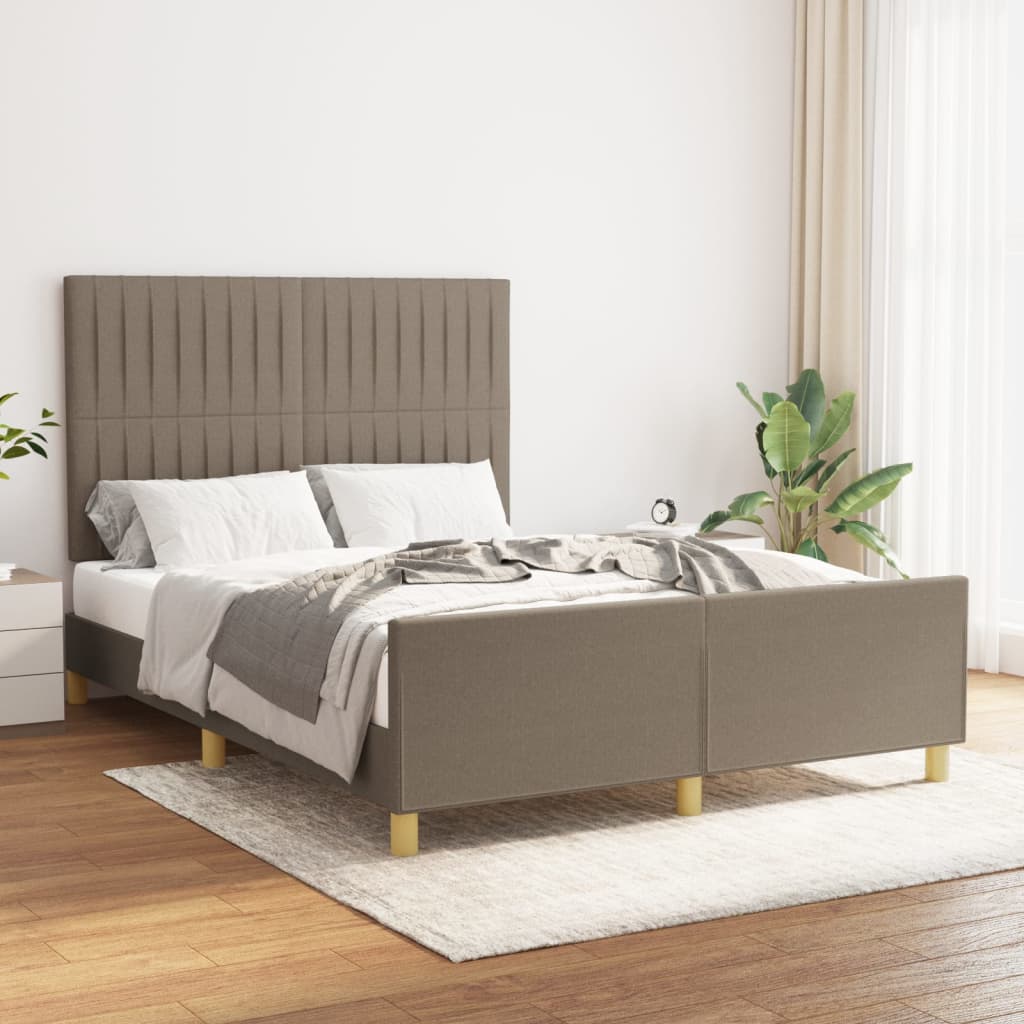 vidaXL Estrutura cama c/ cabeceira 140x200 cm tecido cinza-acastanhado