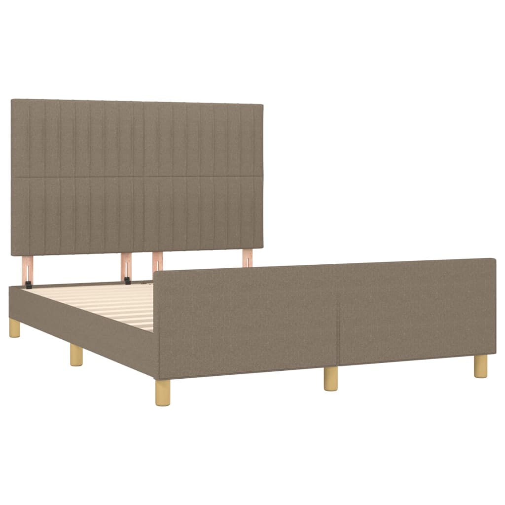 vidaXL Estrutura cama c/ cabeceira 140x200 cm tecido cinza-acastanhado