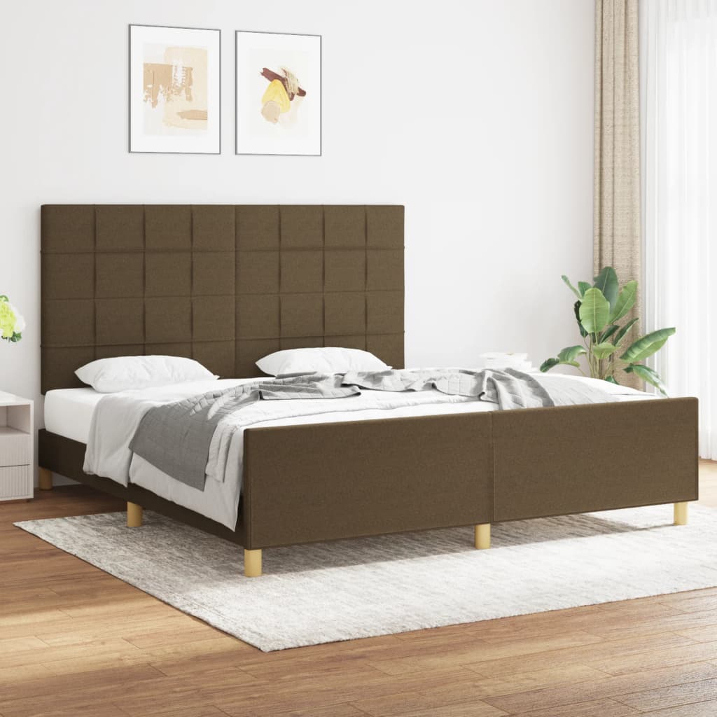 vidaXL Estrutura de cama 180x200 cm tecido castanho-escuro