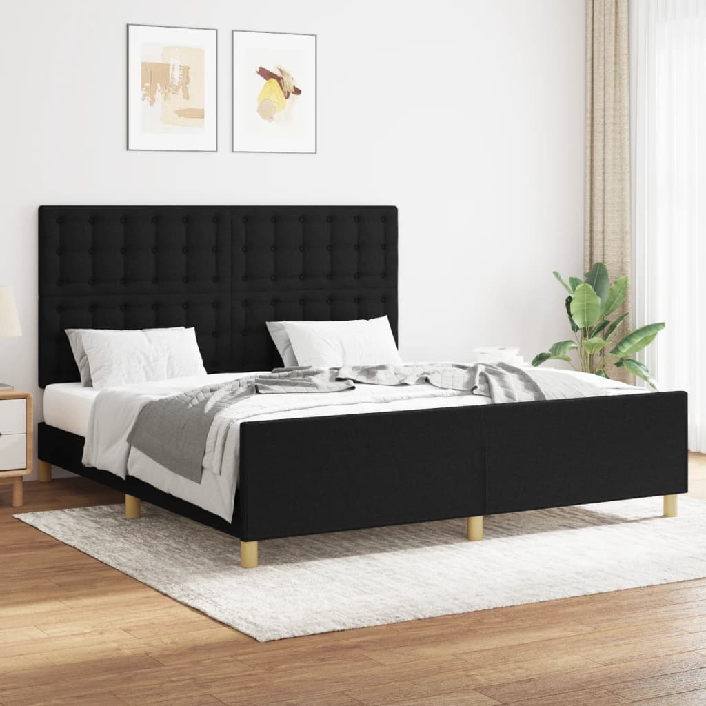 vidaXL Estrutura de cama 160x200 cm tecido preto