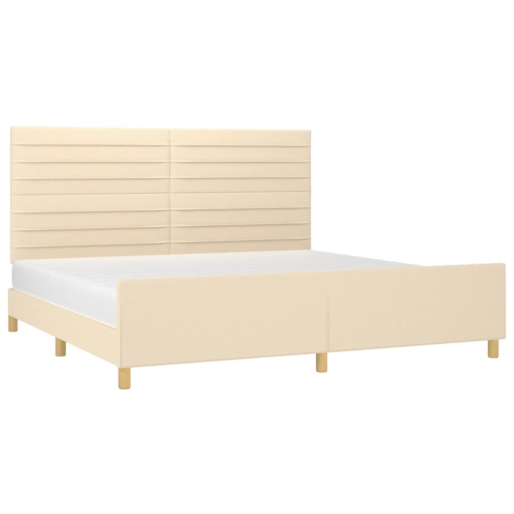 vidaXL Estrutura de cama com cabeceira 200x200 cm tecido cor creme