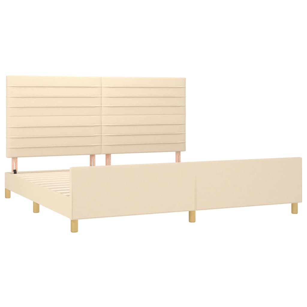 vidaXL Estrutura de cama com cabeceira 200x200 cm tecido cor creme