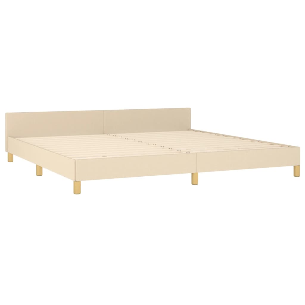 vidaXL Estrutura de cama com cabeceira 200x200 cm tecido cor creme